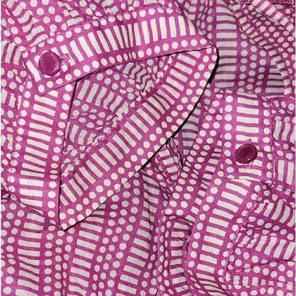 Tory Burch Ruth Wild Orchard Blouse Short Sleeve Top Pink Fuchsia 10 - Picture 8 of 14